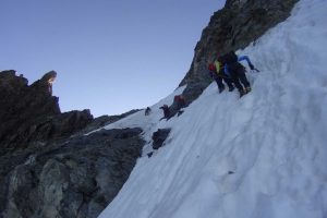 Piz Bernina mit Biancograt Anstieg zur Fuorcla Prievlusa